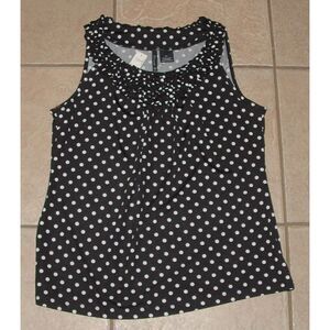 NWT Black Polka Dot Sz Large Petite Sleeveless Stretchy Shirt NEW DIRECTIONS